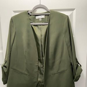 Lightweight Gathered Sleeve Olive Green Jacket